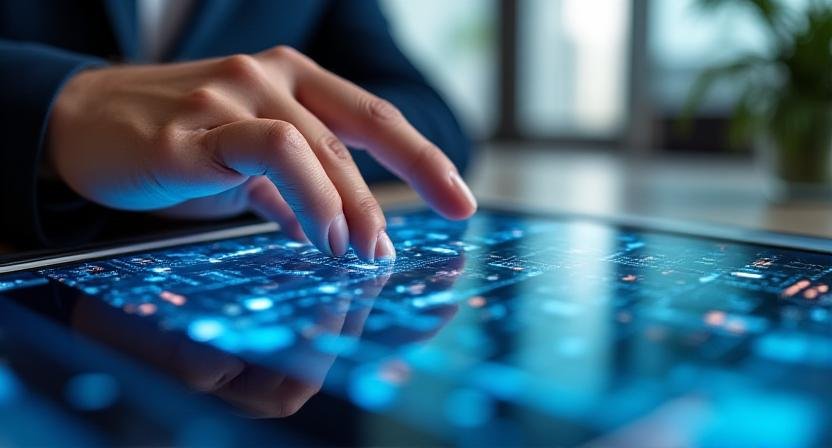 Modern financial technology interface on a digital tablet