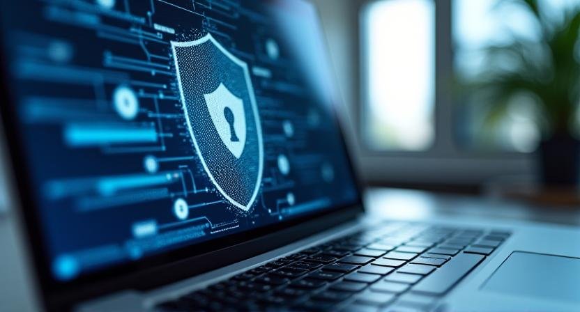 High-tech security and data protection visual